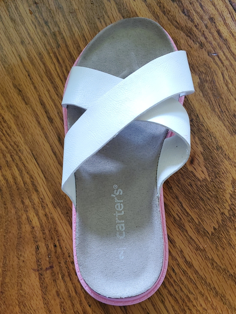 Carter's White Crisscross Slide Sandal with Pink Trim